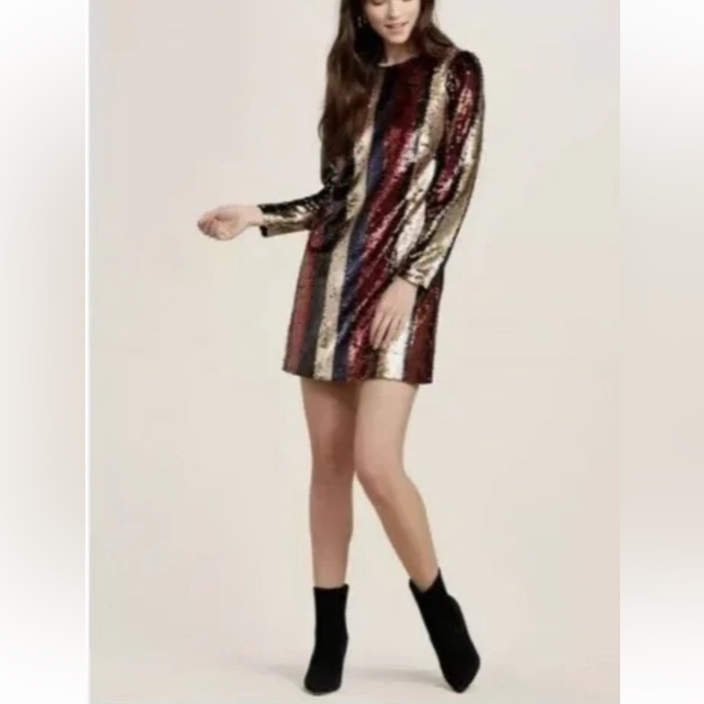 ALI & JAY Striped Sequin Mini
Cocktail Evening Dress